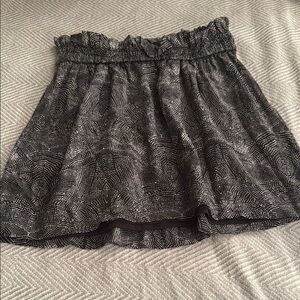 IRO Black Mini Skater Skirt with Smocked Ruffles for Casual Night Out